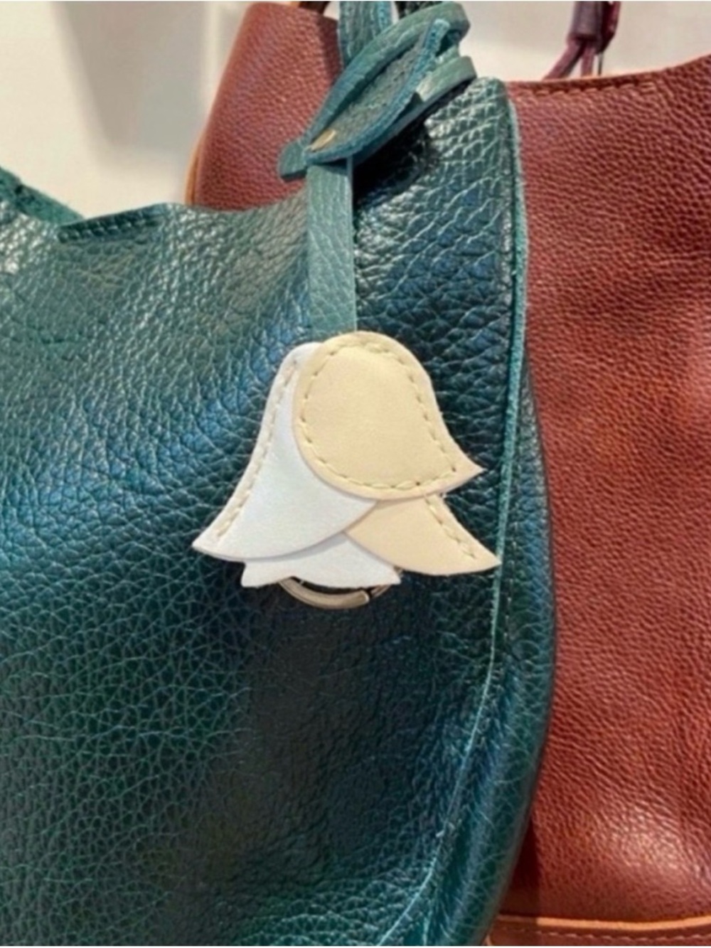 Portland Leather Tassel in Dragon Bone and Pearl Bag Charm Bag Flair - NEW